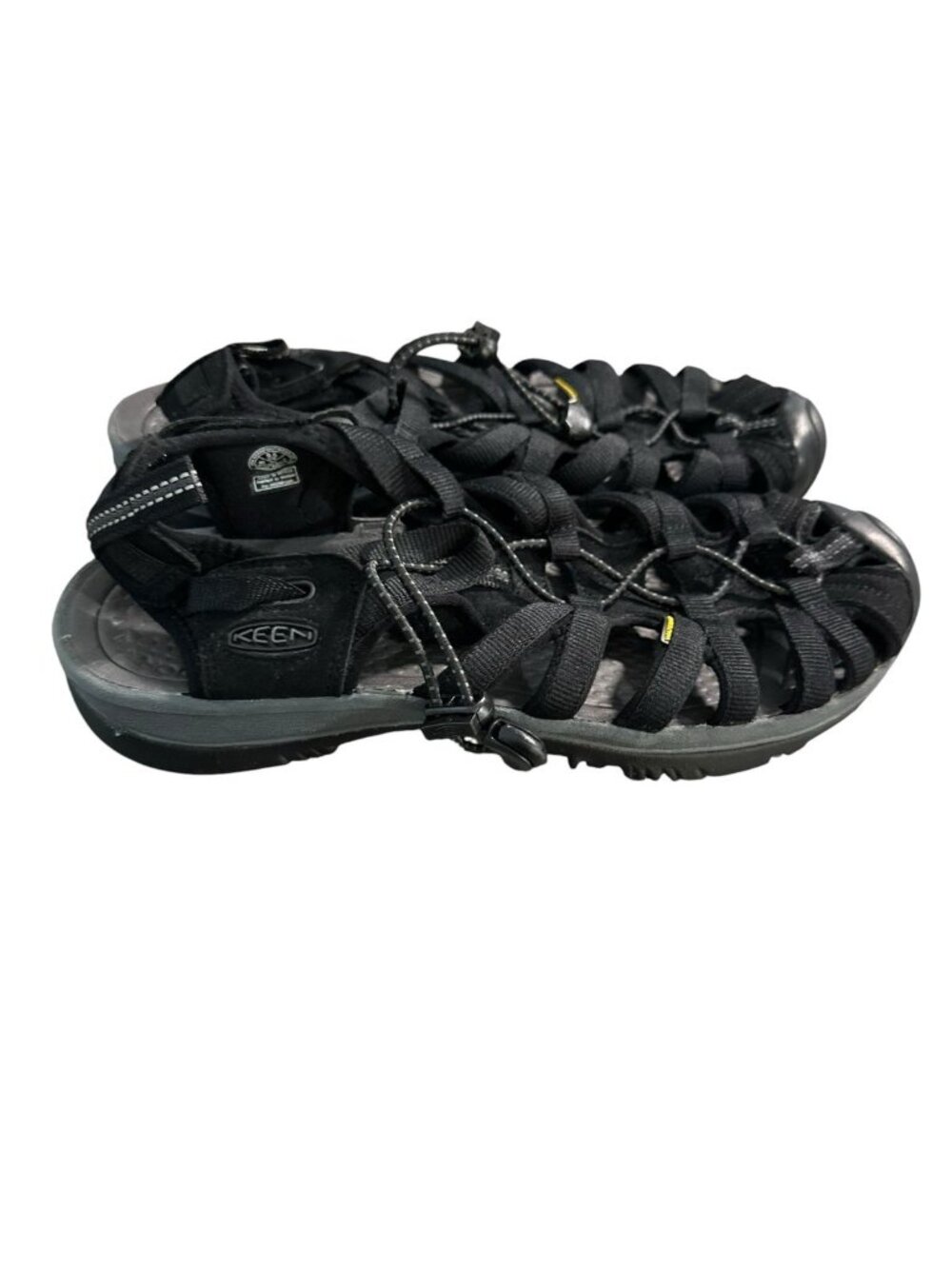Keen Whisper Sandals Women’s 9.5 Black Gray Hiking Camping Non Slip Outside